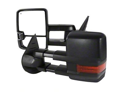 Powered Heated Manual Extendable Towing Mirrors with Amber Turn Signals; Textured Black (07-14 Silverado 2500 HD)