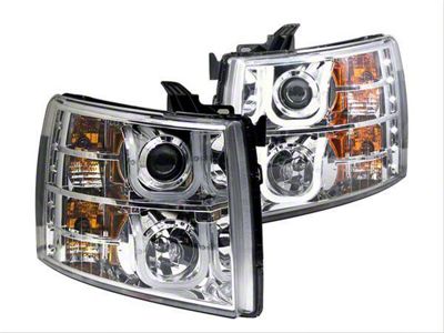 U-Bar Projector Headlights; Chrome Housing; Clear Lens (07-14 Silverado 2500 HD)