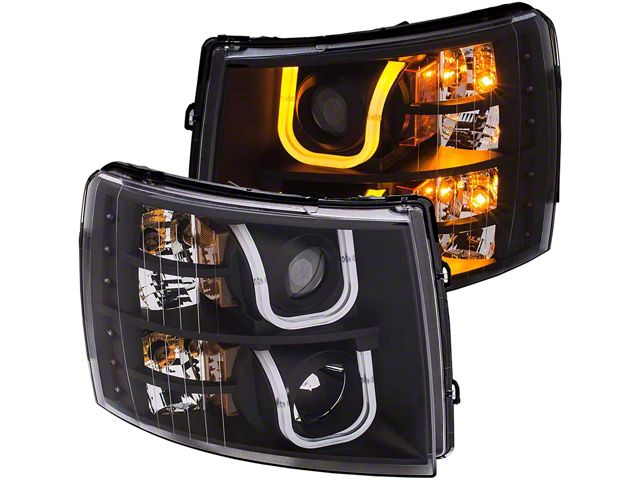 U-Bar Switchback Projector Headlights; Black Housing; Clear Lens (07-14 Silverado 2500 HD)