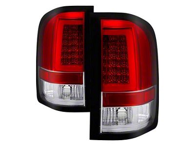 Version 3 Light Bar LED Tail Lights; Chrome Housing; Red/Clear Lens (07-14 Silverado 2500 HD)