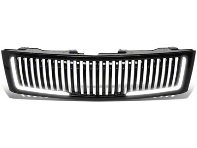 Vertical Style Upper Replacement Grille with LED DRL Light; Black (07-14 Silverado 2500 HD)