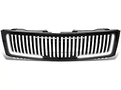 Vertical Style Upper Replacement Grille with LED DRL Light; Black (07-14 Silverado 2500 HD)