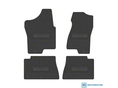 Vintage Rubber Style Front and Rear Floor Mats with Silverado Logo; Black (01-06 Silverado 2500 HD)