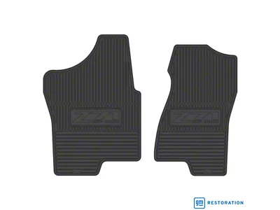 Vintage Rubber Style Front Floor Mats with Z71 Logo; Gray (01-06 Silverado 2500 HD)