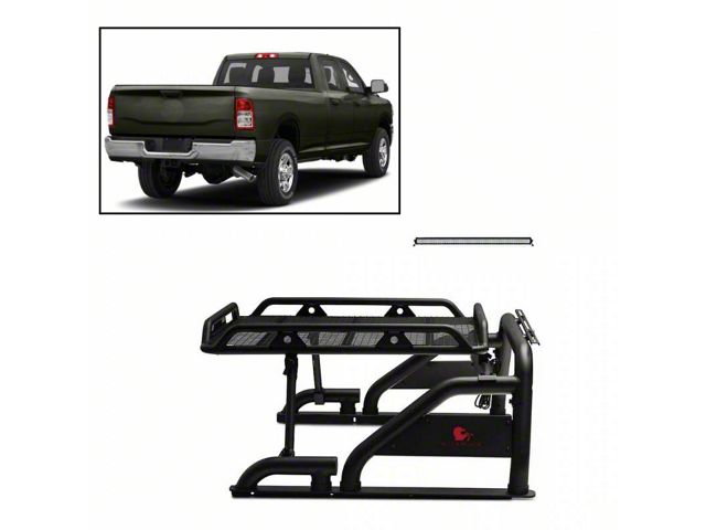 Warrior Roll Bar with 50-Inch LED Light Bar; Black (07-24 Silverado 2500 HD)