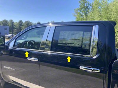 Window Sill Trim Set; Stainless Steel (20-24 Silverado 2500 HD Crew Cab)