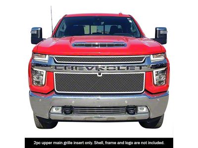 Wire Mesh Upper Overlay Grilles; Polished (20-23 Silverado 2500 HD LTZ)