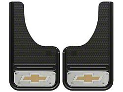 10-Inch x 18-Inch Mud Flaps with Mini Gold Bowtie Logo; Front or Rear (Universal; Some Adaptation May Be Required)