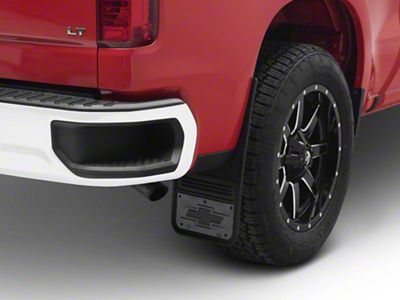 12-Inch x 23-Inch Mud Flaps with Bowtie Logo; Front or Rear (Universal; Some Adaptation May Be Required)