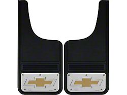12-Inch x 26-Inch Mud Flaps with Gold Bowtie Logo; Front or Rear (Universal; Some Adaptation May Be Required)