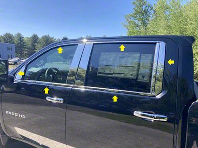 12-Piece Window Trim Package; Stainless Steel (20-25 Silverado 3500 HD Crew Cab)