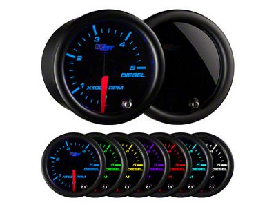 2-Inch Diesel Tachometer Gauge; Tinted 7 Color (Universal; Some Adaptation May Be Required)