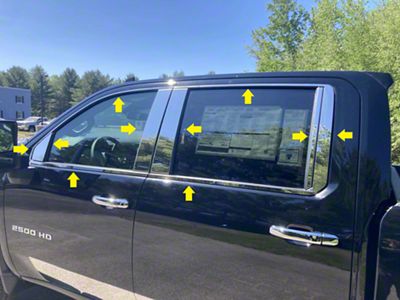 20-Piece Window Trim Package; Stainless Steel (20-25 Silverado 3500 HD Crew Cab)