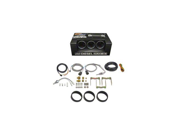3-Gauge Diesel Truck Set; 60 PSI Boost/1500-Degree Pyrometer EGT/Transmission Temperature; Tinted 7 Color (Universal; Some Adaptation May Be Required)