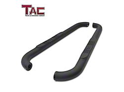 3-Inch Round Side Step Bars; Textured Black (01-19 Silverado 3500 HD Regular Cab)