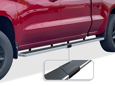 5-Inch iStep Wheel-to-Wheel Running Boards; Hairline Silver (20-26 Silverado 3500 HD Double Cab w/ 6.90-Foot Standard Box)