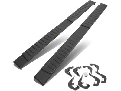 6-Inch Wide Flat Running Boards; Black (07-19 Silverado 3500 HD Crew Cab)