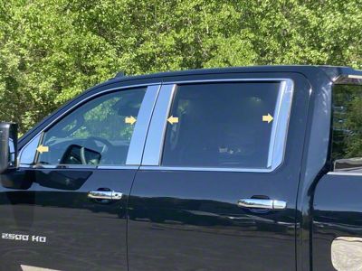 8-Piece Pillar Post Trim; Stainless Steel (20-25 Silverado 3500 HD Crew Cab)