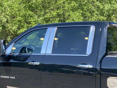 8-Piece Pillar Post Trim; Stainless Steel (20-24 Silverado 3500 HD Crew Cab)