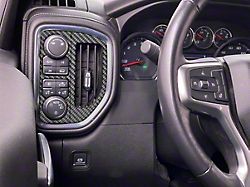 A/C Vent and Headlight Control Accent Trim; Matte Domed Carbon Fiber (20-25 Silverado 3500 HD)