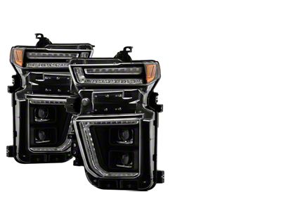 APEX Series High-Power LED Module Headlights; Black Housing; Clear Lens (20-23 Silverado 3500 HD w/ Factory Halogen Headlights)