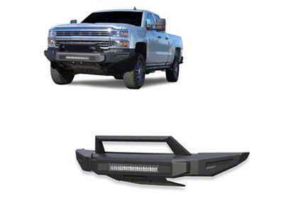 Armour II Heavy Duty Front Bumper with Bullnose, Skid Plate and 20-Inch LED Light Bar (15-19 Silverado 3500 HD)