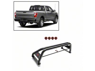 Atlas Roll Bar with 7-Inch Red Round LED Lights; Black (07-24 Silverado 3500 HD)