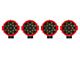 Atlas Roll Bar with 7-Inch Red Round LED Lights; Black (07-24 Silverado 3500 HD)