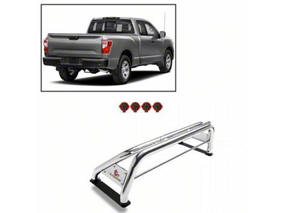 Atlas Roll Bar with 7-Inch Red Round LED Lights; Stainless Steel (07-25 Silverado 3500 HD)