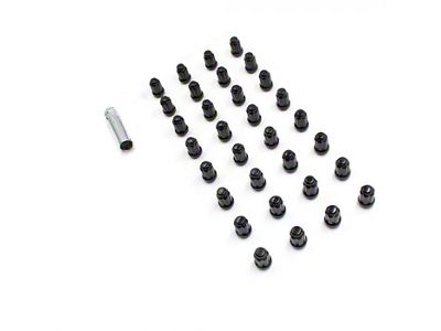Black 6-Spline Lug Nut Kit; 14mm x 1.5; Set of 32 (07-25 Silverado 3500 HD SRW)