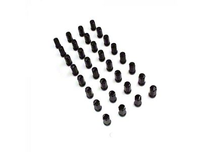 Black Bulge Acorn Lug Nut Kit; 14mm x 1.5; Set of 32 (07-23 Silverado 3500 HD)