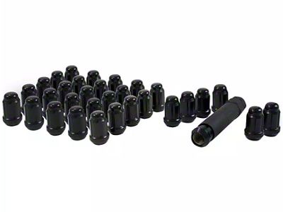 Black Closed End Spline Lug Nuts; M14 x 1.5; Set of 32 (07-24 Silverado 3500 HD)