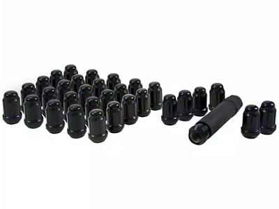Black Closed End Spline Lug Nuts; M14 x 1.5; Set of 32 (07-23 Silverado 3500 HD)