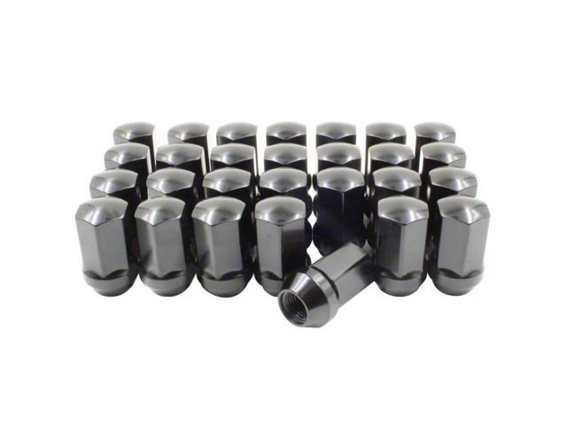 Black OEM Style Lug Nut Kit; 14mm x 1.5; Set of 32 (07-24 Silverado 3500 HD SRW)