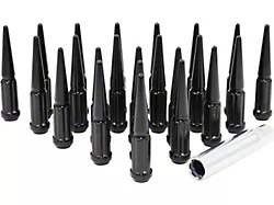 Black Spike Lug Nut Kit; 14mm x 1.5; Set of 32 (07-23 Silverado 3500 HD)
