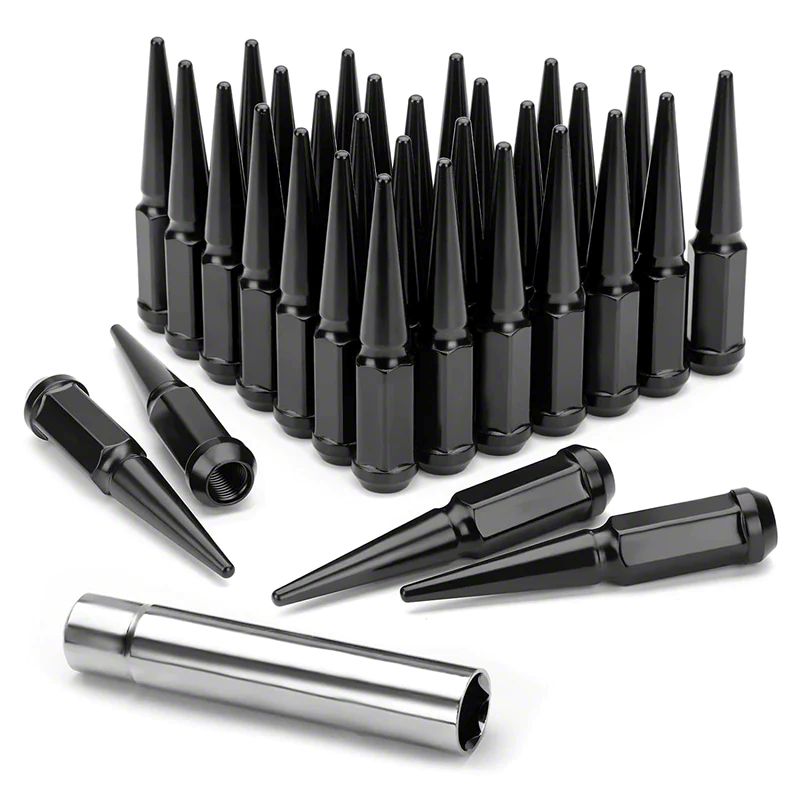 thumbnail interactive-video image 1 of 32-Pack Neo Chrome Spike Lug Nuts – M14x1.5 60° Conical – Fits Chevy Avalanche, Silverado, Suburban 1 of 5