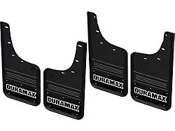 Black Wrap No-Drill Mud Flaps with Duramax Logo; Front and Rear (20-24 Silverado 3500 HD SRW)