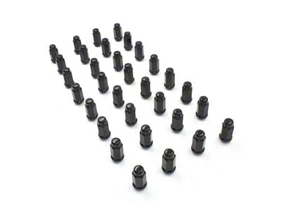 Black XL Bulge Acorn Lug Nut Kit; 14mm x 1.5; Set of 32 (07-23 Silverado 3500 HD SRW)