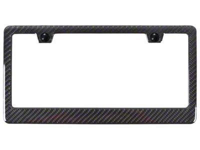 Blank 2-Hole ABS Carbon Fiber License Plate Frame; Gloss Black (Universal; Some Adaptation May Be Required)