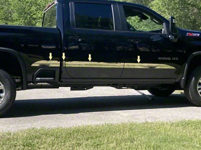 Body Side Molding Accent Trim; Stainless Steel (20-24 Silverado 3500 HD Crew Cab)