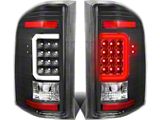 C-Bar LED Tail Lights; Black Housing; Clear Lens (07-14 Silverado 3500 HD)