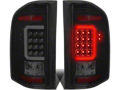 C-Bar LED Tail Lights; Black Housing; Smoked Lens (07-14 Silverado 3500 HD)