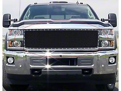 Carbon Steel Rivet Upper Replacement Grille; Black (15-19 Silverado 3500 HD)