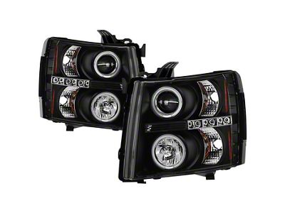 CCFL Halo Projector Headlights; Black Housing; Clear Lens (07-14 Silverado 3500 HD)