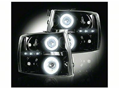 CCFL Halo Projector Headlights; Black Housing; Smoked Lens (07-14 Silverado 3500 HD)