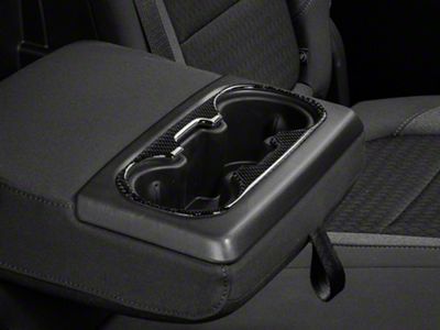 Center Console Cup Holder Accent Trim Only; Domed Carbon Fiber (20-24 Silverado 3500 HD)