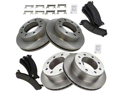 Ceramic 8-Lug Brake Rotor and Pad Kit; Front and Rear (07-10 Silverado 3500 HD)