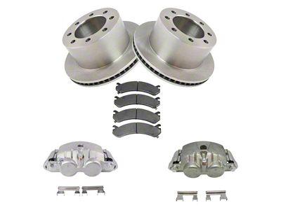 Ceramic 8-Lug Brake Rotor, Pad and Caliper Kit; Rear (07-10 Silverado 3500 HD DRW)