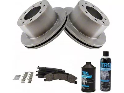 Ceramic 8-Lug Brake Rotor, Pad, Brake Fluid and Cleaner Kit; Rear (11-19 Silverado 3500 HD DRW)