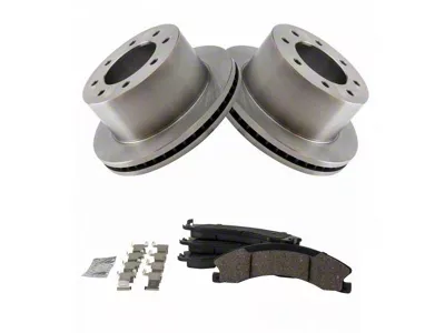 Ceramic 8-Lug Brake Rotor and Pad Kit; Rear (11-19 Silverado 3500 HD DRW)